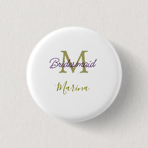 Brud stam monogram bröllopsdusch enkel guld p knapp