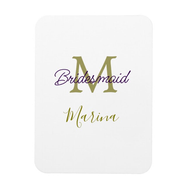 Brud stam monogram bröllopsdusch enkel guld p magnet (Vertikal)