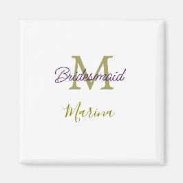 Brud stam monogram bröllopsdusch enkel guld p magnet