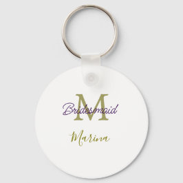 Brud stam monogram bröllopsdusch enkel guld p nyckelring