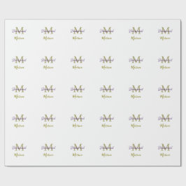 Brud stam monogram bröllopsdusch enkel guld p presentpapper