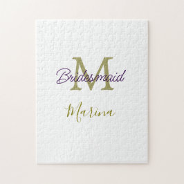 Brud stam monogram bröllopsdusch enkel guld p pussel