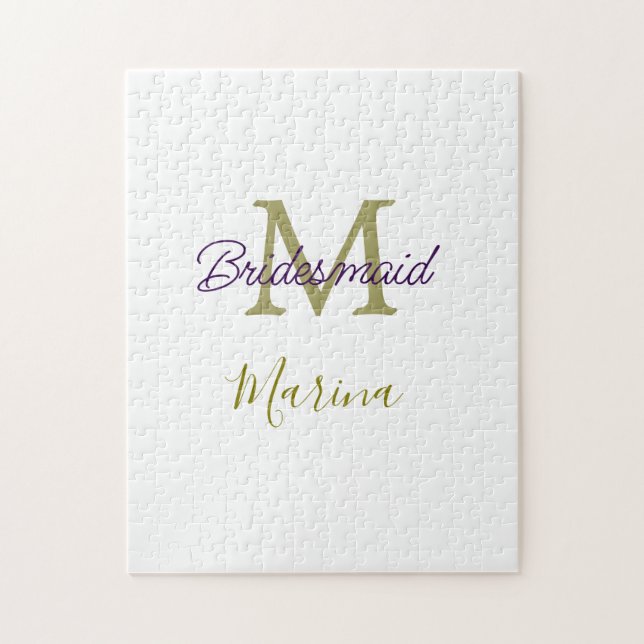 Brud stam monogram bröllopsdusch enkel guld p pussel (Vertikal)