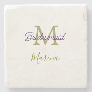 Brud stam monogram bröllopsdusch enkel guld p stenunderlägg
