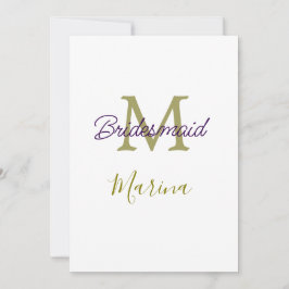 Brud stam monogram bröllopsfest enkel guld p inbjudningar