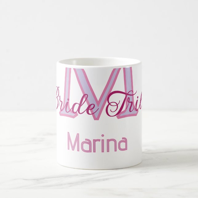 Brud stam monogram röd bröllopsdusch enkel mini kaffemugg (Center)