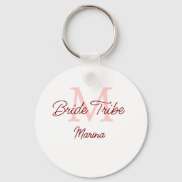 Brud stam monogram röd bröllopsdusch enkel mini nyckelring