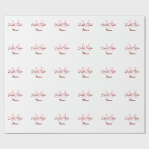 Brud stam monogram röd bröllopsdusch enkel mini presentpapper