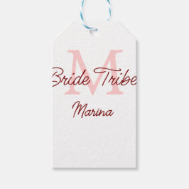 Brud stam monogram röd brudvisning enkel mini presentetikett