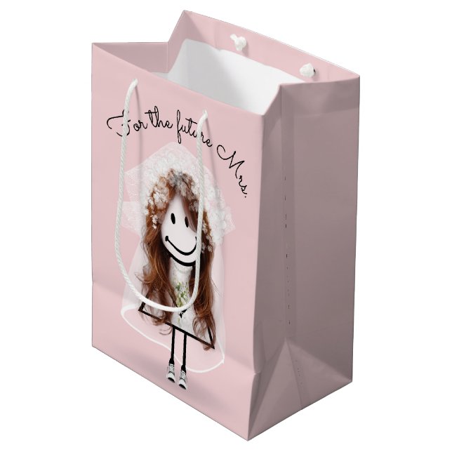 Brud Stick Figure Flicka med Daisy Bouquet    (Framsidan Vinklad)