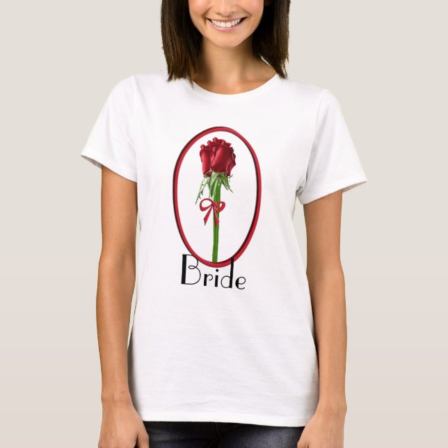 Brud T-shirt med röda rosor (Framsida)
