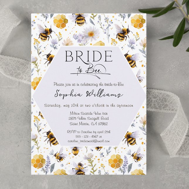 Brud till Bee Lavender Blommig Bina Bröllopsfest Inbjudningar (Skapare uppladdad)
