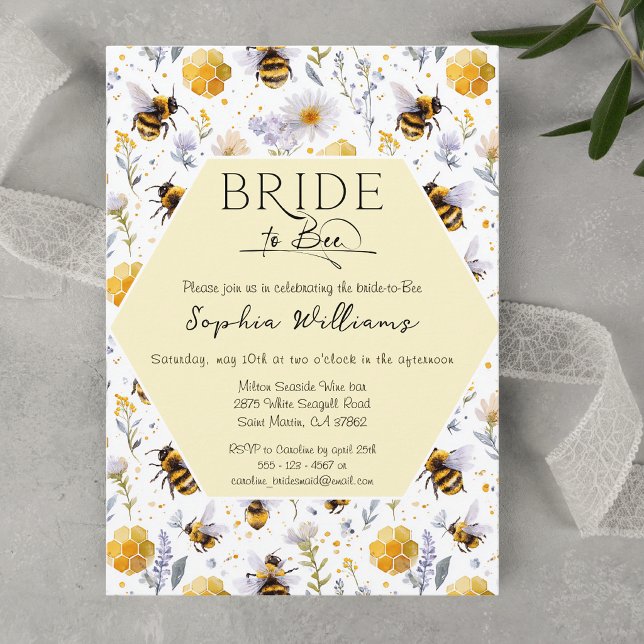 Brud till Bee Lavender Blommig Bina Bröllopsfest Inbjudningar (Skapare uppladdad)