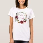 Brud Tribe Burgundy Blommig Bröllop T-Shirt<br><div class="desc">Snygg burgundy blommig “Brud Tribe” bröllop t-shirt.  Så söt.  Perfekt för alla dina bröllopsevenemang före och efter det stora evenemanget.</div>