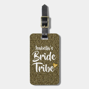 Brud Tribe Guld Datum Hjärta Personlig Glitter Bagagebricka