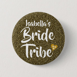 Brud Tribe Guld Datum Hjärta Personlig Glitter Knapp