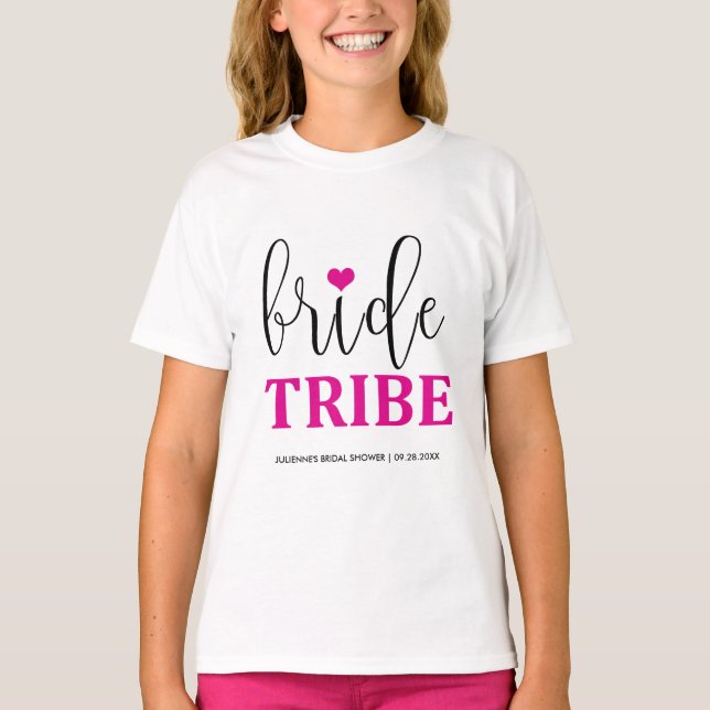 Brud Tribe Hot Pink Bröllidskjorta för Blomsterfli Tee (Framsida)