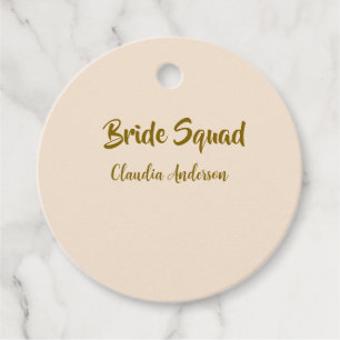 Brud trupp brudtärna namn gyllene orange bröllop gåvor etiketter