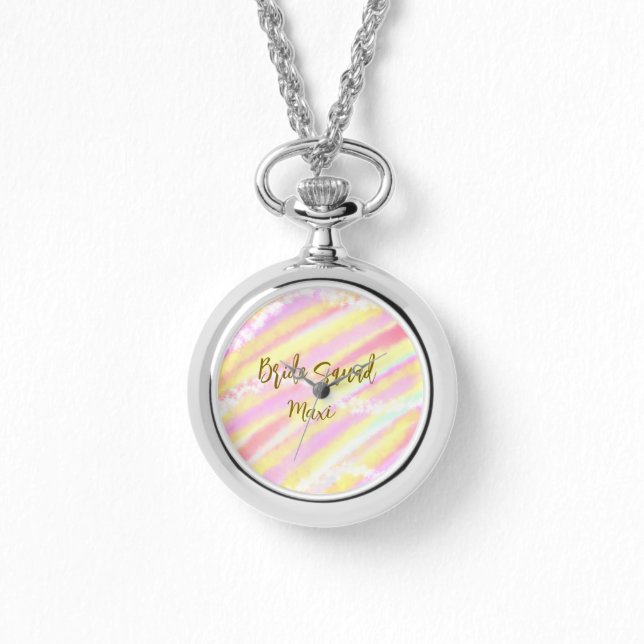 Brud trupp gyllene pastell rosa färgglad glitter b armbandsur (Framsida)