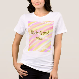 Brud trupp gyllene pastell rosa färgglad glitter b t shirt