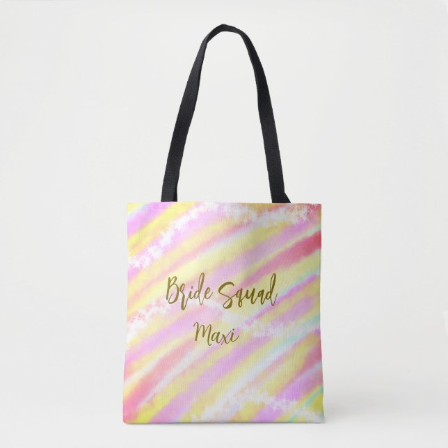 Brud trupp gyllene pastell rosa färgglatt glitter tygkasse (Framsida)