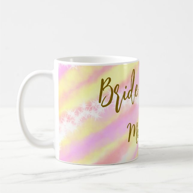 Brud trupp gyllene pastell rosa färgglitter br kaffemugg (Vänster)