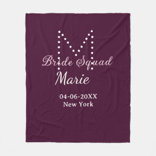 Brud trupp lägg till namn monogram brudtärna mauve fleecefilt