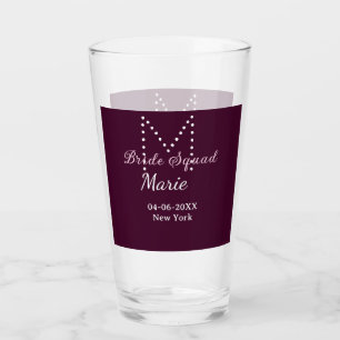 Brud trupp lägg till namn monogram brudtärna mauve glaskopp