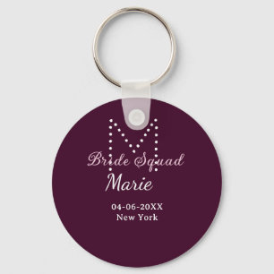 Brud trupp lägg till namn monogram brudtärna mauve nyckelring