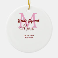 Brud trupp lägg till namn monogram brudtärna rosa