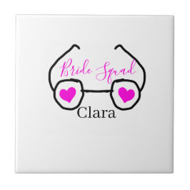 Brud trupp rosa svarta googles hjärta brudtjej  kakelplatta