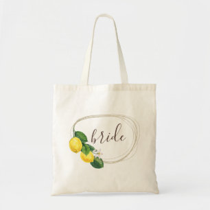 Brud. Vattenfärg blommande citrus citron bröllop Tygkasse