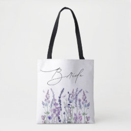 Brud Vildblomma Akvarell Blommig Bröllopsdusch Tygkasse