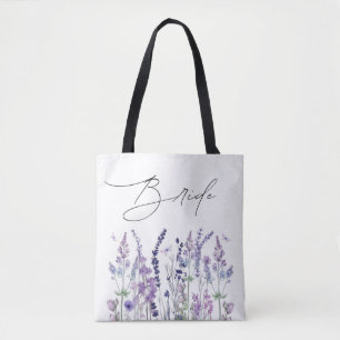 Brud Vildblomma Akvarell Blommig Bröllopsdusch Tygkasse