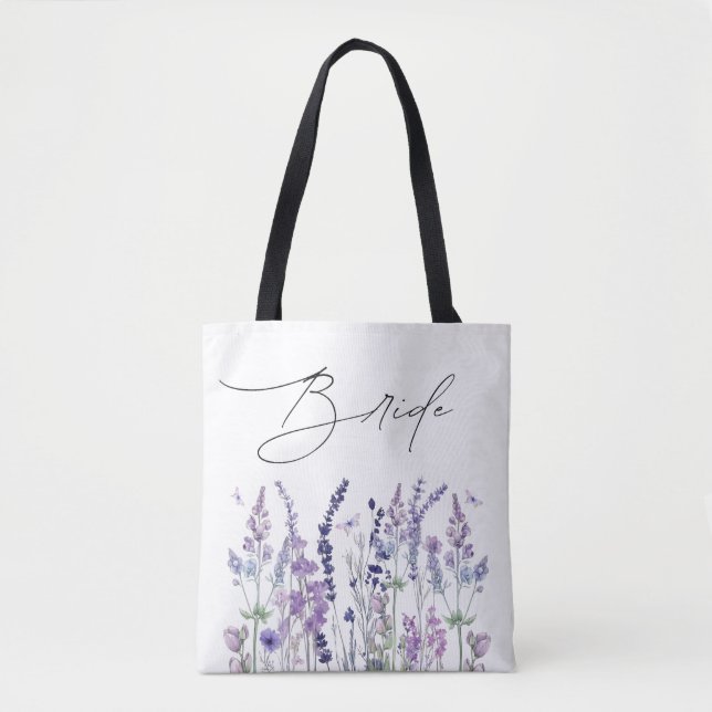 Brud Vildblomma Akvarell Blommig Bröllopsdusch  Tygkasse (Framsida)