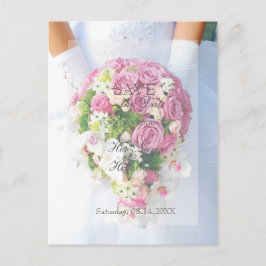 Brud vit blomma brudbukett bröllop Save the Date Meddelande Vykort