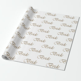 Brud vit guld kalligrafimönster elegant chic presentpapper