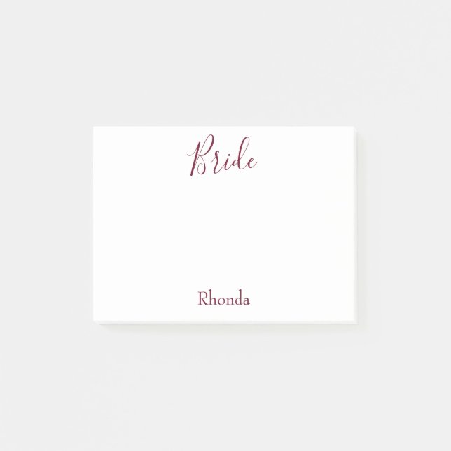 Brud Vit och Burgundy Post-it Block (Framsida)