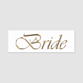 Brud vitt guld elegant script kalligrafi chic namnbricka