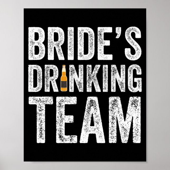 Brudar drickande team rolig bröllop möhippa poster (Framsidan)