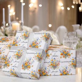 Brudbukett Blommor Personliga Namn Söt Presentpapper
