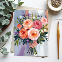 Brudbukett med vilda blommor | Blommig brud  Vykort