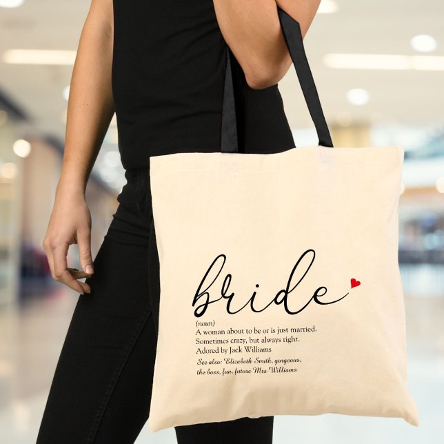 Bruddefinition Brudfest Bröllop Tygkasse (Bride Definition, Bridal Shower Elegant Script Tote Bag)