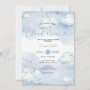 Bruden är Cloud Nine Bridal Shower Guldglitter Inbjudningar