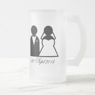 Bruden & brudgummen frostat ölglas