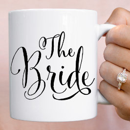 Bruden Elegant Svart Script Bröllop Kaffemugg