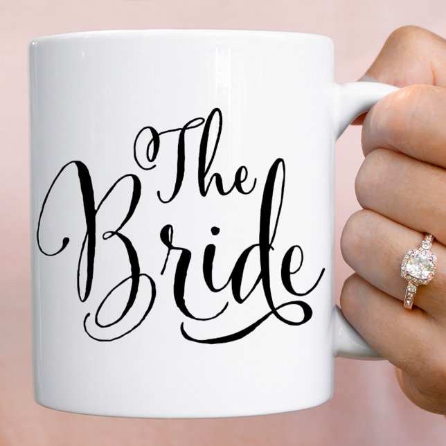 Bruden Elegant Svart Script Bröllop Kaffemugg (Skapare uppladdad)