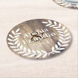 Bruden för lantbrukarhemvitlagrar & brudgumbröllop underlägg papper rund