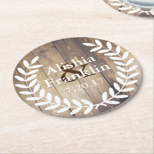 Bruden för lantbrukarhemvitlagrar & brudgumbröllop underlägg papper rund