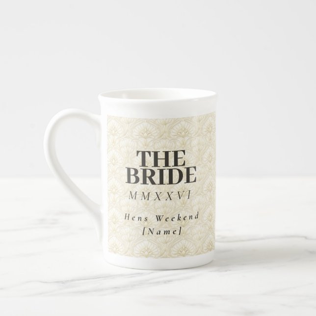 Bruden | Ornamental Art Deco – Elfenbensminne Benporslin Mugg (Vänster)